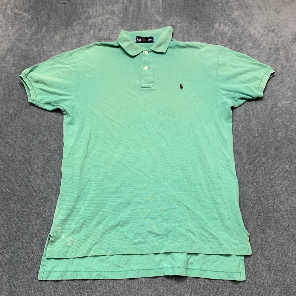 Ralph Lauren Polo Shirt Men Medium Mint Green Pony Logo High Low Hem Performance